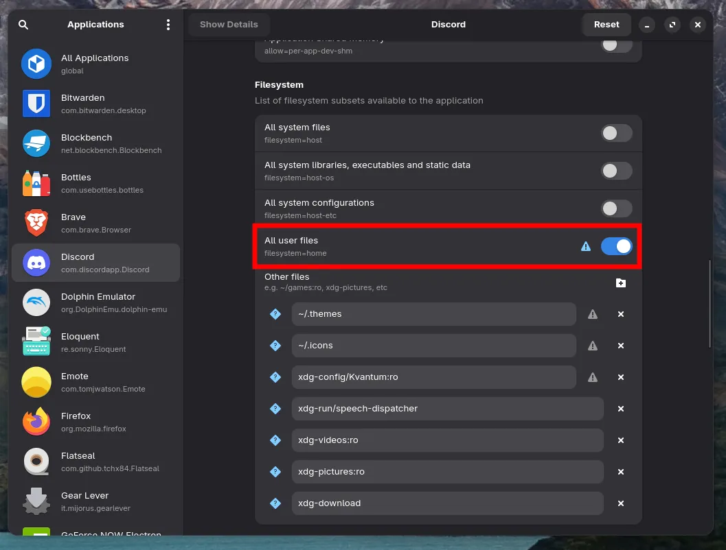 The toggle is the fourth in that section.