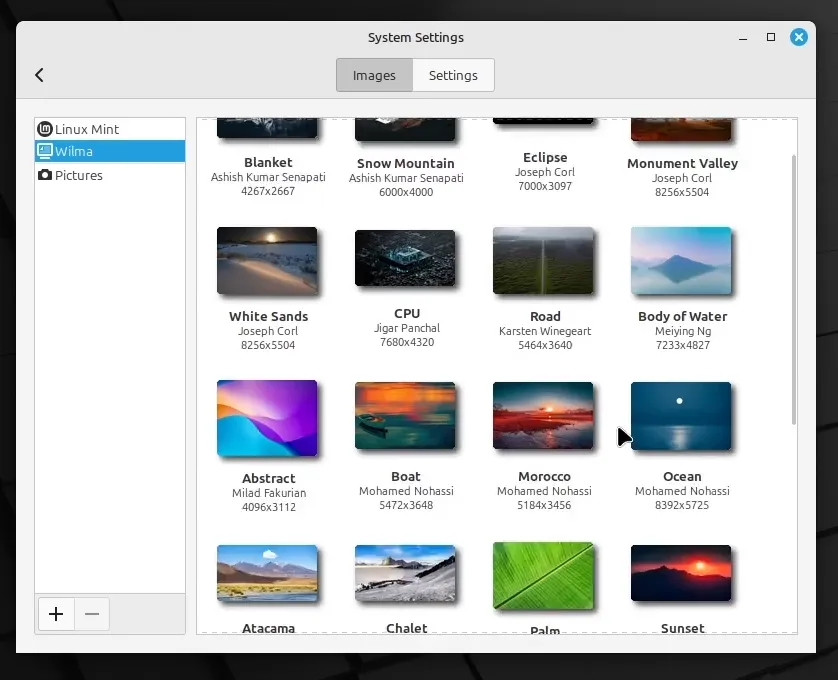 The available images appear on the right.