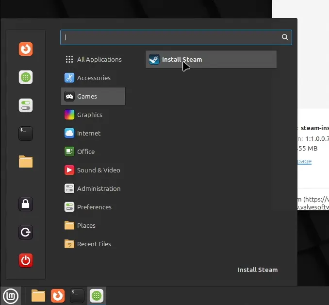 It is labled "Install Steam" in the menu.