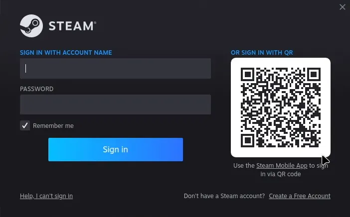 You should see the "sign in with account name" and "password" fields as well as a QR code for mobile login.